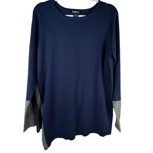Gramercy 22 Navy Gray Colorblock Knit Crewneck Long Sleeve Sweater Size Large